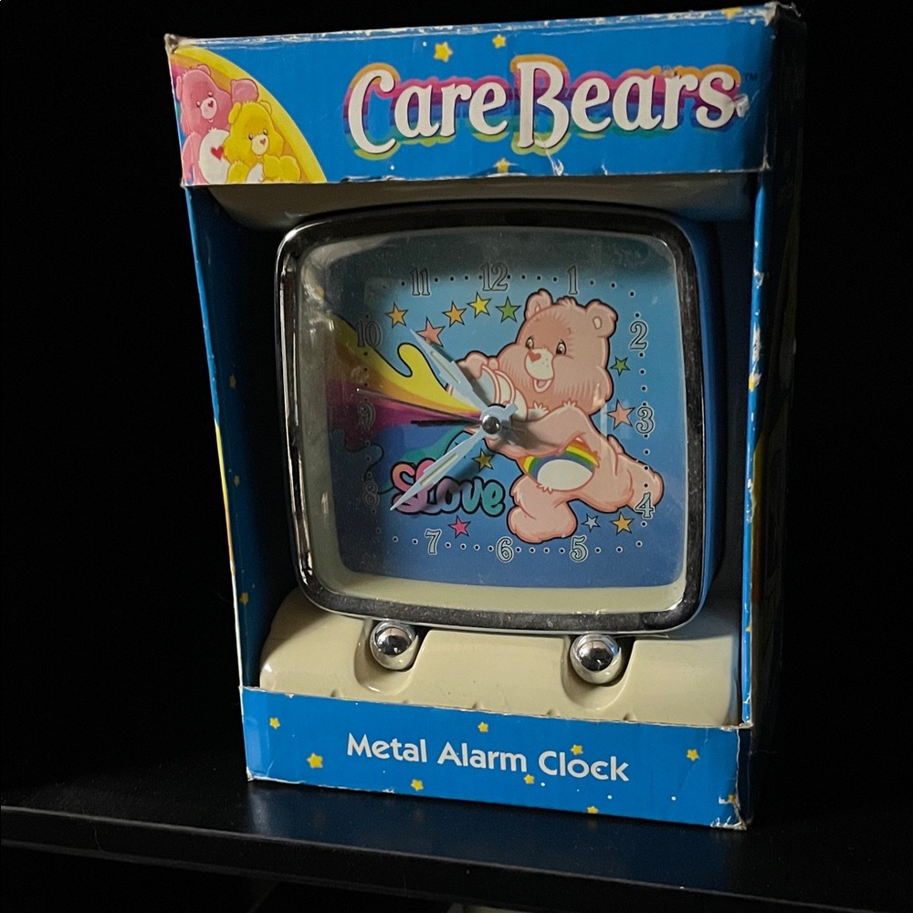 Care Bears Blue and Pink Metal Alarm Clock